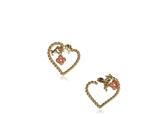 Louis Vuitton Süßes Monogramm in meinen Herz-Creolen Pink Golden Metall  ref.102275