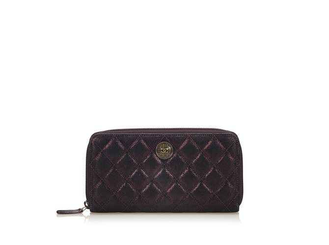Chanel Matelasse Leather Long Wallet Purple  ref.102290