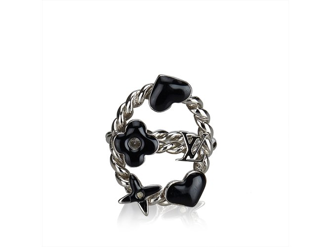 Louis Vuitton Metal Bague Sweet Monogram Ring Black Silvery  ref.102309