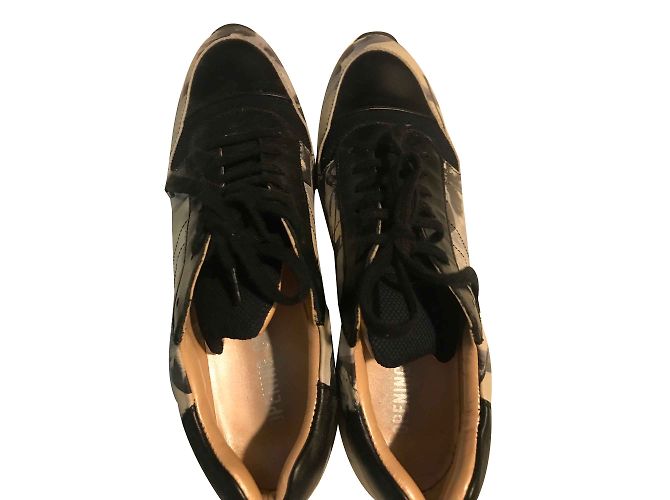 Baskets Opening Ceremony en cuir noir et bleu clair