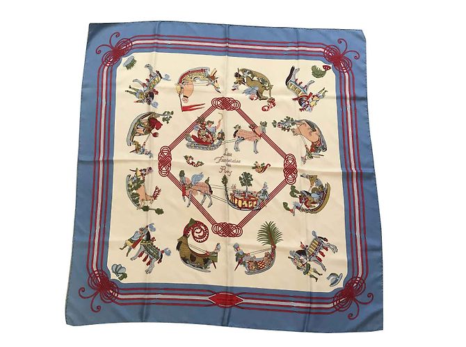 Hermès Sciarpe di seta Blu chiaro