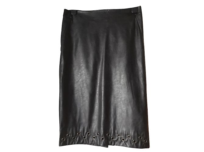 Autre Marque Schwarzer Bleistiftrock aus Kunstleder