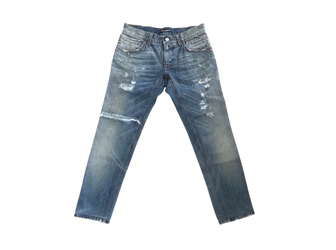 Dolce & Gabbana calça jeans slim Azul Algodão  ref.102436