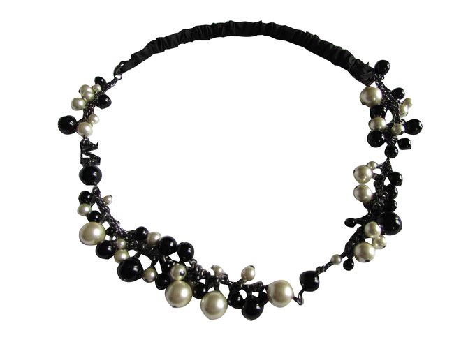 Maison Michel Hair accessories Black White Pearl Resin  ref.102490