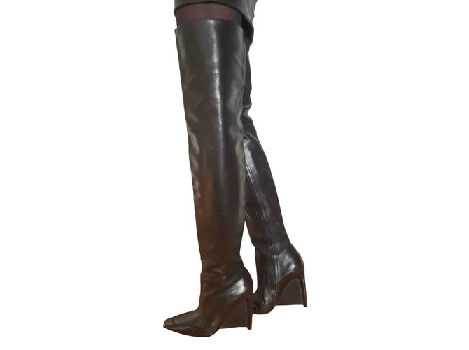 Balenciaga thigh boots Black Leather  ref.102491
