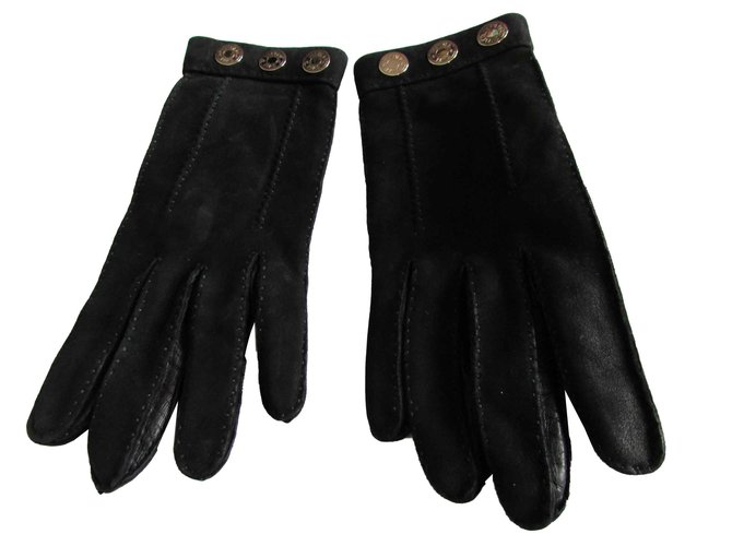 Hermès Gloves Black Lambskin  ref.102519