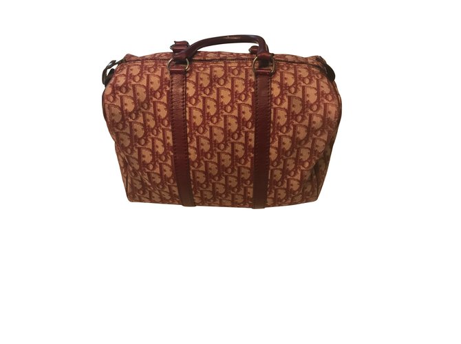 Christian Dior Handbags Dark red Tweed  ref.102574