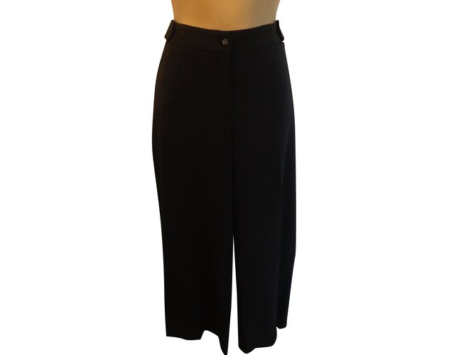 Marella Pantalons, leggings Polyester Laine Elasthane Noir  ref.102589