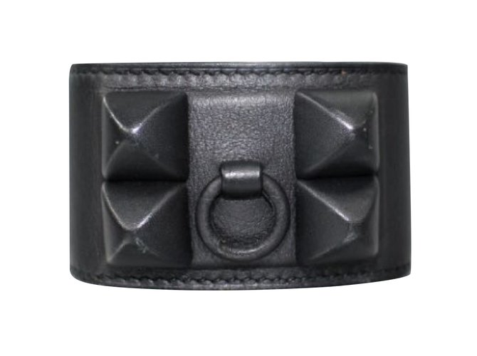 Hermès Hermes Black Shadow CDC bracelet. Leather  ref.102594