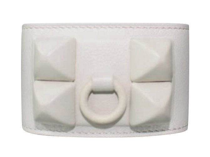 Hermès Bracelet CDC Hermes White Shadow. Cuir Blanc  ref.102596