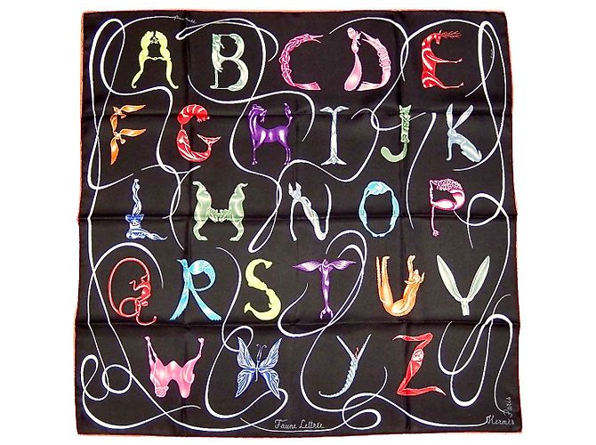 Hermès LETTERA FAUNA Multicolore Seta