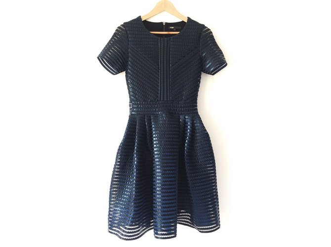 Maje Dresses Black Blue Polyester Viscose Elastane  ref.102806