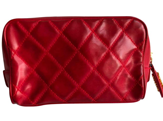Chanel Pochette Cuir Rouge  ref.102814