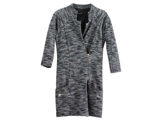 Isabel Marant Boucle optic runway dress Black White Grey Cotton Wool Viscose Polyamide Angora  ref.102815