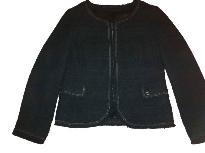 Chanel Vestes Tweed Noir  ref.102836