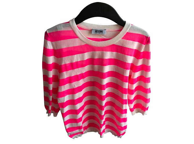 Moschino Cheap And Chic weißer Baumwollpullover mit 3/4 Ärmeln 