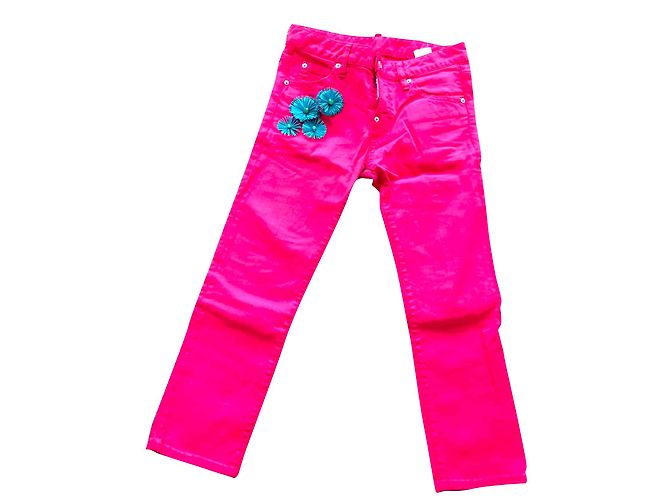 Jeans Dsquared2 Reta Curta Fuschia em Denim