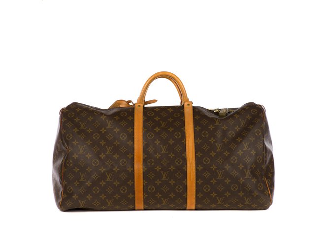 Louis Vuitton Keepall Travel Bag 60 in monogram canvas and natural leather, good condition ! Brown Cloth  ref.102884