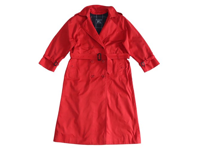 Burberry Coats, Outerwear Red Cotton Polyester  ref.102956