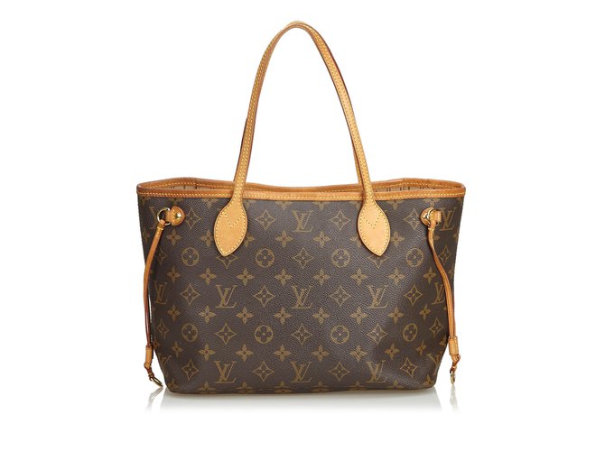 Louis Vuitton Monogram Neverfull PM Brown Leather Cloth  ref.103057