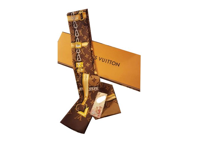 Louis Vuitton Monogram Confidential Bandeau Brown Twilly Silk Scarf