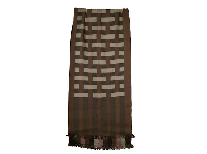 Lenço Hermès de Seda e Cashmere Rosa Bege Castanho Castanho escuro