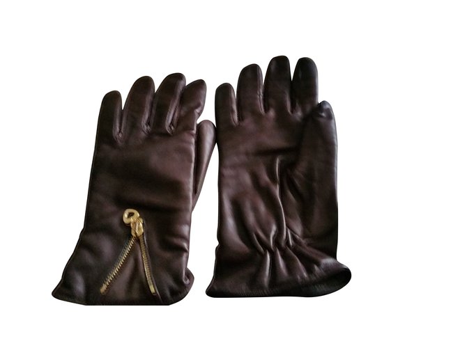 Autre Marque Gloves Dark brown Leather  ref.103181