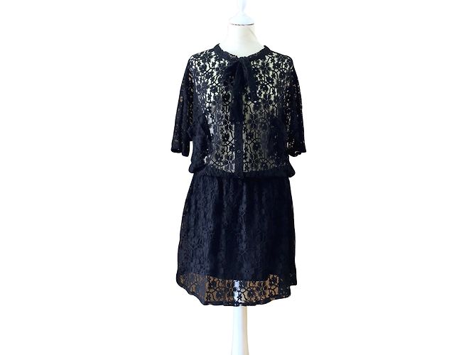 Vestido de encaje negro American Retro Julia