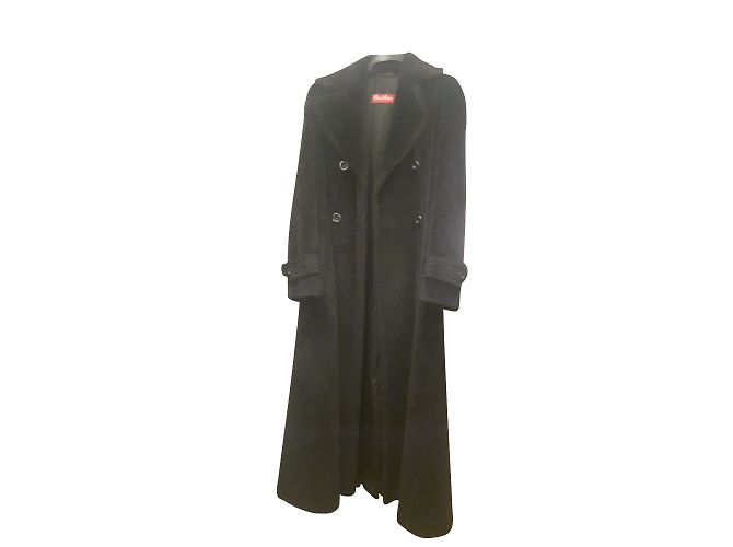Max Mara Long Alpaca Wool Coat Black
