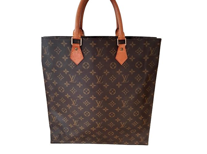 Louis Vuitton sac plat Monogramm-Einkaufstasche Hellbraun Dunkelbraun