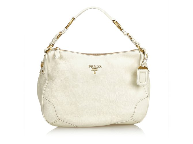 Prada Leather Shoulder Bag White Cream  ref.103256