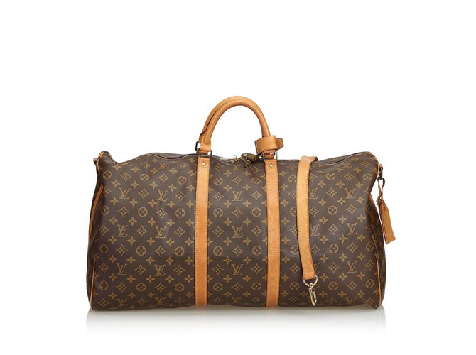 Louis Vuitton Monogram Keepall Bandouliere 60 Brown Leather Cloth  ref.103309