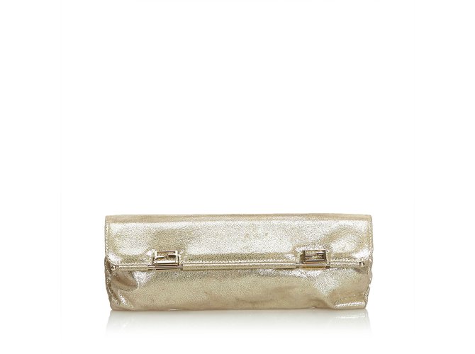 Fendi Leather Clutch Bag Golden  ref.103320