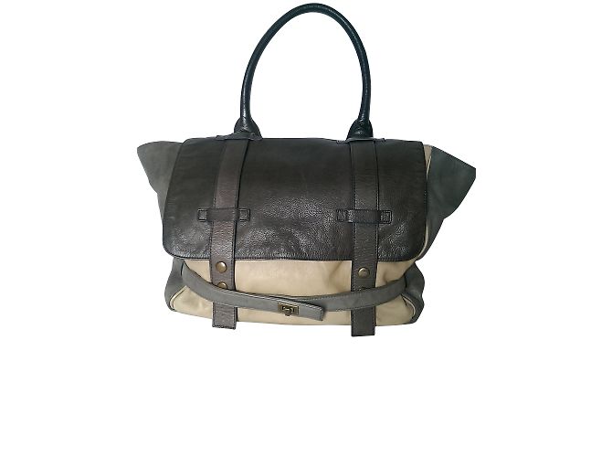 Bolsa Bel Air de pele bege e cinza