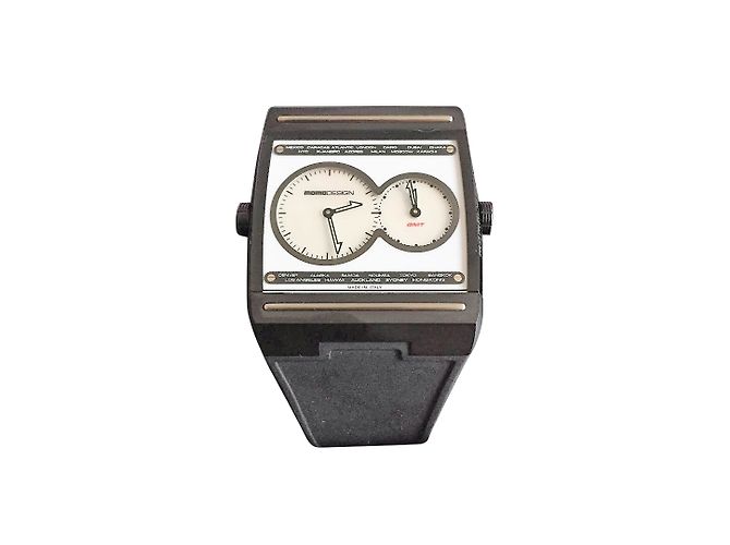 Reloj de pulsera de doble tiempo Momo Design. Negro