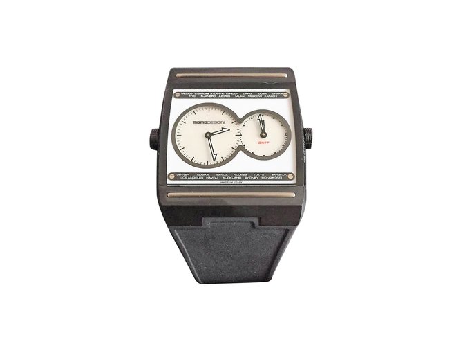 Reloj de pulsera de doble tiempo Momo Design. Negro Metal  ref.103455