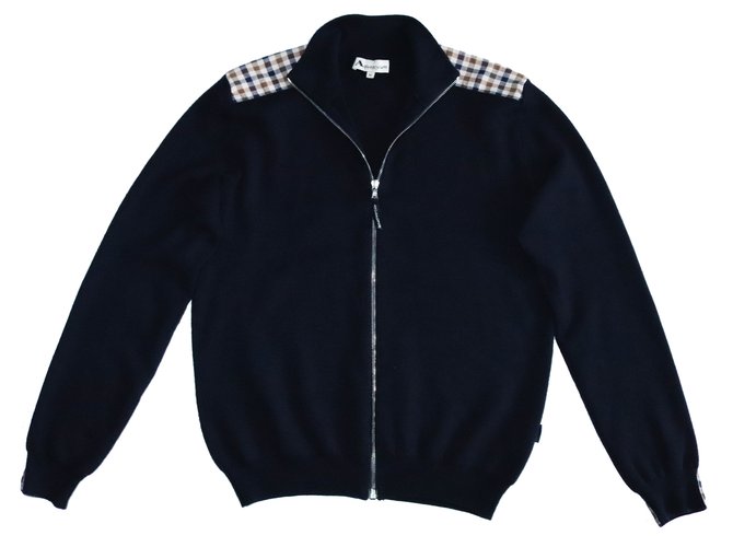 Aquascutum Sweaters Dark blue Wool  ref.103485