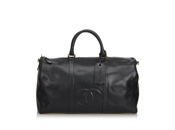 Chanel Caviar Duffel Bag Black Leather  ref.103516
