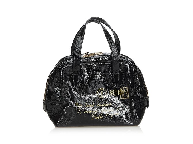 Yves Saint Laurent Y Mail Patent Leather Shoulder Bag Black  ref.103545