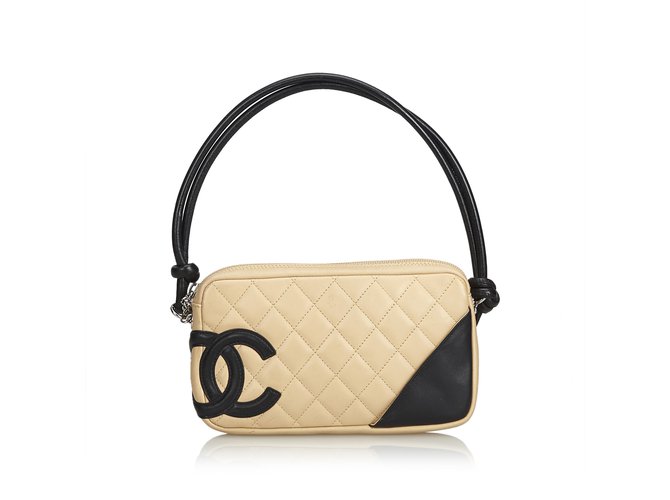 Chanel Cambon Ligne Pochette Black White Cream Leather  ref.103560