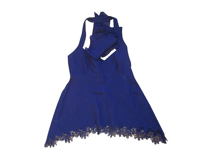 Top de seda roxo com renda Karen Millen