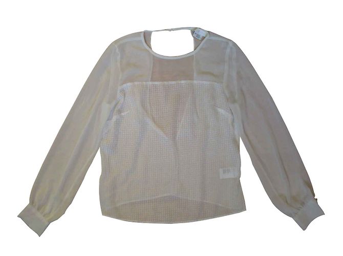 Autre Marque Blusa bianca Cooperative con maniche in velo trasparente e schiena aperta Bianco