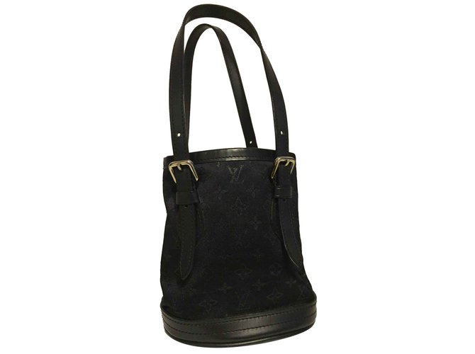 Louis Vuitton Micro Mini Bucket Black Leather Satin  ref.103643