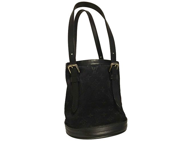 Bucket Louis Vuitton Micro Mini Eimer Schwarz Leder Satin