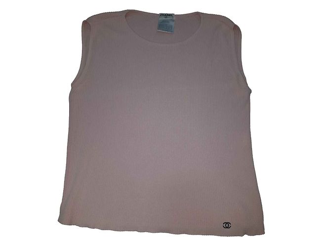 Top sin mangas Chanel de algodón rosa