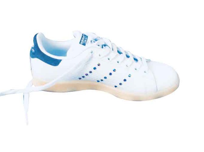 Adidas Stan Smith mit echten Steinkristallen Weiß Leder  ref.103651