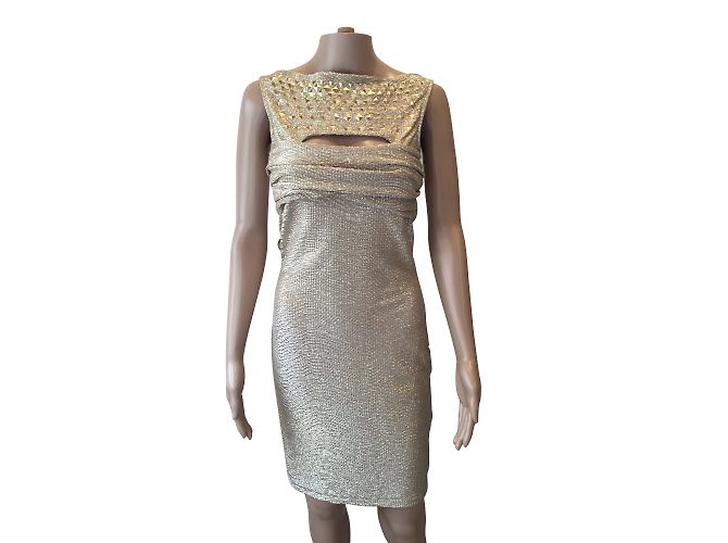 Just Cavalli Goldenes Mittellanges Kleid Größe S