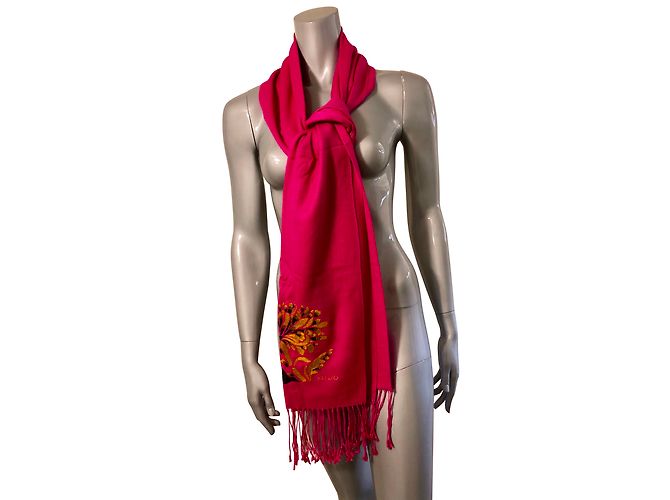 Lenço Kenzo de seda e cashmere Fuchsia Fuschia