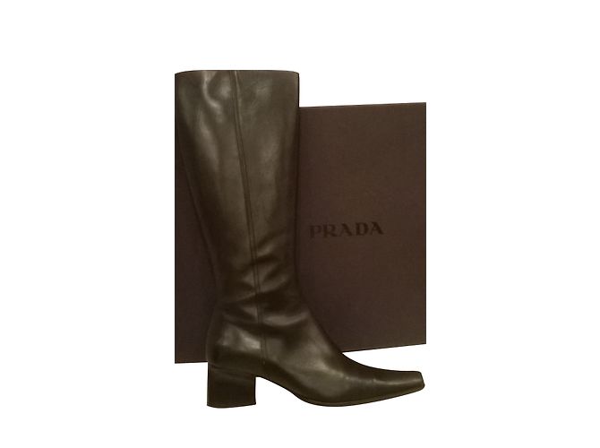 Prada Black Leather Boots