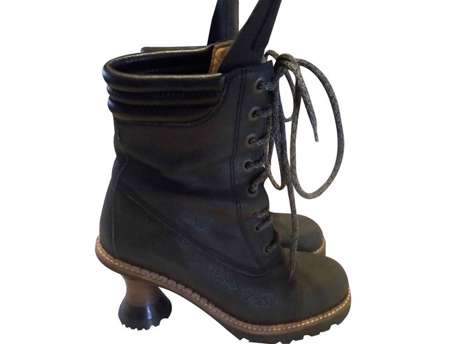 Jean Paul Gaultier Ankle Boots Dark grey Leather  ref.103799